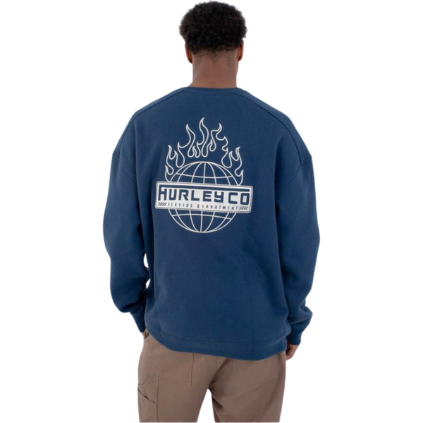 2026 Hurley Mens Ironclad Heavyweight Crew Sweatshirt HFA25MMFT04670 - Navy